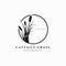 Cattail grass logo vector illustration design, circle emblem , minimalist premium design