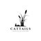 Cattail grass logo vector illustration design, flat vintage, vintage design , cattails logo , bullrush logo