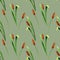 Cattails seamless pattern on pistachio background