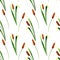 Cattails seamless pattern on white background