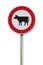 Cattle entrance prohibited sign isolated
