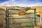 Cattle gate on one of the hiking trails in Garin Dry creek Pioneer Regional Park in east San Francisco bay, California