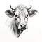 Cattle Illustration: Black And White Sketching With Strong Facial Expression