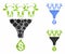 Cattle Profit Funnel Mosaic Icon of Circle Dots