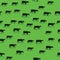 Cattle walking on green field pattern background. Sheep, goats, cows and grazing on pasture. Farming and livestock