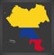 Cauca map of Colombia with Colombian national flag illustration