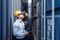 Caucasian with Black Inspectors Inspecting the Containers at the Port