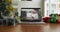 Caucasian boy with santa hat playing with snow globe on christmas video call on laptop