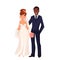 Caucasian bride and African groom, just married couple