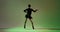 Caucasian Dancer Voguing on a Green Background