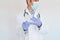 Caucasian doctor using protective gloves. Chinese Corona virus concept