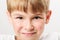 Caucasian European school boy closeup portrait