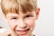 Caucasian European school boy closeup portrait