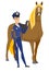 Caucasian female police officer and horse.