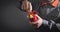 Caucasian fireman holding fire extinguisher