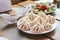 Caucasian food kinkali on a plate on a wooden table