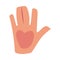 Caucasian human hand showing, giving high five, greeting, saluting symbol
