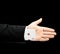 Caucasian male hand in a business suit isolated