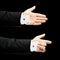 Caucasian male hand in a business suit isolated