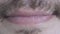 Caucasian Male Lips with Different Emotions. Extreme Close Up