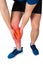 Caucasian man athletic legs feeling calf pain from exercise. Sportsman suffering muscle cramp. Sport traumas, physical injury and