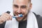 Caucasian Man Brushing Teeth