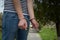 Caucasian man in handcuffs, criminal concept