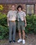 Caucasian middle-aged father and teenage Amerasian son before a ceremony for Eagle Scout recognition in Edmond, Oklahoma.