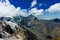 Caucasian mountains and clouds. landscape. blue sky. glacier