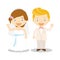 Caucasian newlywed couple in cartoon style Vector illustration