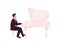 Caucasian piano player flat color vector faceless character