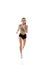 Caucasian professional female runner, athlete training isolated on white studio background. Copyspace for ad.