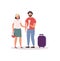 Caucasian tourist couple with luggage holding map