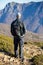 Caucasian tourist man looking in the Spanish mountain Montseny
