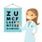 Caucasian white ophthalmologist with eye chart.