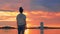 Caucasian woman in sport clothes at sunset, Travemunde, Germany