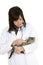 Caucasian woman Veterinarian examining a kitten