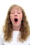 Caucasian woman yawning