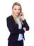 Caucasian Young Businesswoman chat on mobile phone