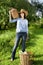 Caucasian young woman in cowboy hat