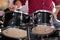 Caucasican young man playing drums