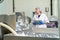 caucasion woman working in a food factory wearing protective clothes and gloves