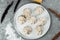 Caucasuan cuisine - Khinkali with meat on a white plate