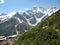 Caucasus landscape mountain snow rocks sky plane cloud trip rock caucas