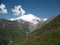 Caucasus landscape mountain snow rocks sky plane cloud trip rock caucas