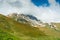 Caucasus Mountains, Georgia. Snow on the tops of the mountains in June