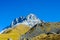 Caucasus mountains in summer, Peak Chiukhebi and blue sky