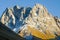 Caucasus mountains in summer, Peak Chiukhebi and blue sky