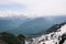 Caucasus mountains. Suspension bridge over the gorge