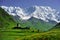 Caucasus Shkhara mountain seen from Ushguli village